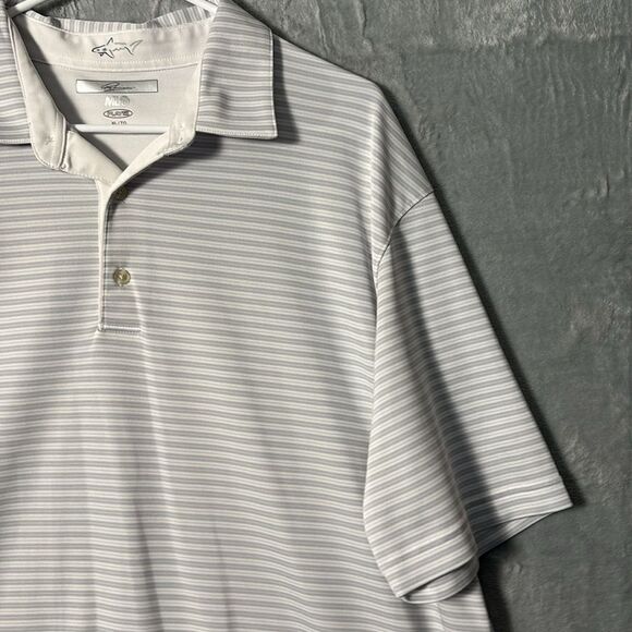 Greg Norman Gray Striped Short Sleeve Golf Polo Size XL - Picture 3 of 8